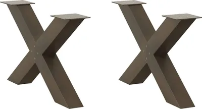 Obrázok produktu pre Nohy konferenčného stolíka v tvare X, 2 ks, prírodná oceľ, 70 x (42-43) cm, oceľ