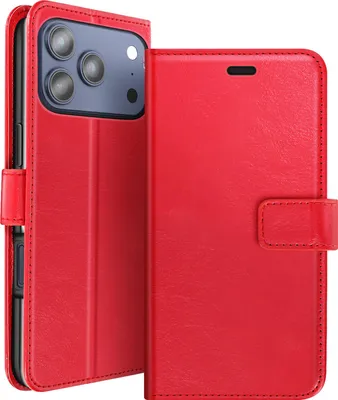 Produktbild von Mayaxess, Etui iPhone 17 Pro Max Brieftasche mit Handschlaufe, Rot