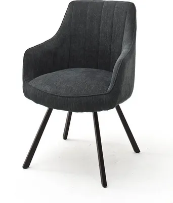 Produktbild von Sessel Esszimmerstuhl SASSELLO 4-Fuss Stuhl Chenille Optik anthrazit
