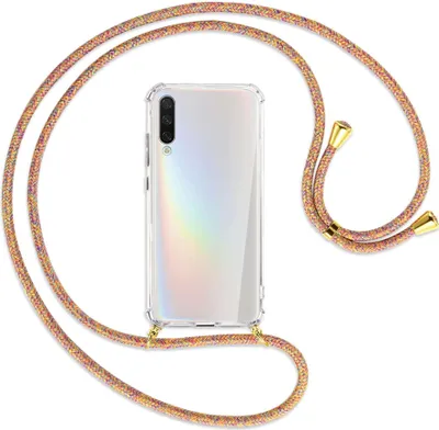 Produktbild von Handykette Backcover-Schutzhülle mit Band (Metall goldfarben) für Xiaomi Mi A3 / Mi CC9e - Rainbow