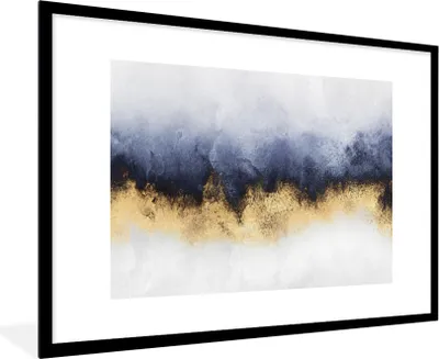 Produktbild von MuchoWow® Gerahmtes Poster Abstrakt - Gold - Luxus 90x60 cm - Poster mit Schwarzem Bilderrahmen Wandposter Rahmen Foto Bilder - Wanddekoration - Fotos