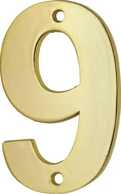 Image de Chiffre 9, laiton, à visser, H.51mm, doré - THIRARD