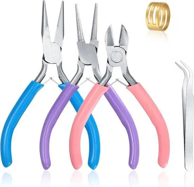Produktbild von 3 Stück Schmuckzangen, Schmuckzangen für Schmuckherstellung, Schmuckherstellung, Werkzeug mit Dornzange, Kettengabel/Schneidzange, Schmuckzange für Schmuckherstellung