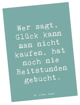 Produktbild von Mr. & Mrs. Panda Postkarte Spruch Reitlehrerin Freude - Meeresbrise - Geschenk, Berufsleben, Ansichtskarte, Berufsliebe, Grußkarte, handgefertigte Geschenke, bildkarte