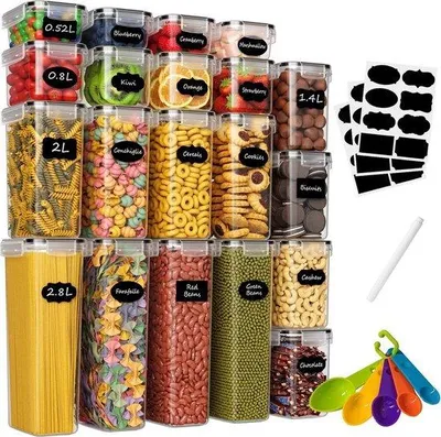 Immagine prodotto di Set di contenitori da cucina ermetici, confezione da 20 pezzi, 2,8 l, 2 l, 1,4 l, 0,8 l, 0,52 l