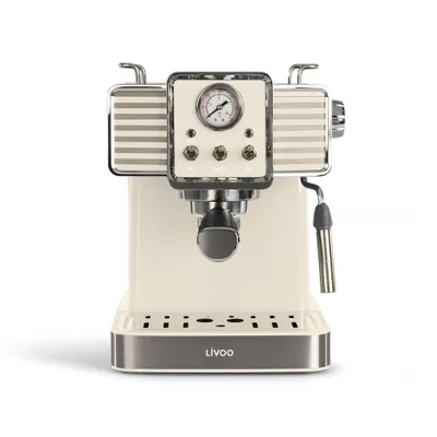 Produktbild von Livoo DOD174C, Espressomaschine, 1,5 l, Gemahlener Kaffee, Kaffeepad, 1350 W, Cremefarben, Edelstahl