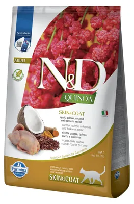 Zdjęcie produktu dla Farmina N&D Cat Quinoa Skin & Coat Quail 5kg Sucha Karma z Przepiórką Dla Kota Zdrowa Skóra i Sierść
