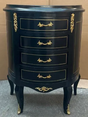Produktbild von Casa Padrino Barock Kommode mit 4 Schubladen Schwarz / Gold - Handgefertigte Massivholz Kommode im Barockstil - Handgefertigte Barock Möbel - Edel & Prunkvoll