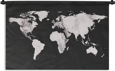 Produktbild von MuchoWow® Wandteppich Wandbehang Weltkarte - Marmor - Weiß 90x60 cm Tapisserie Dekoration Wandtuch - Wandskulpturen - Bildteppich