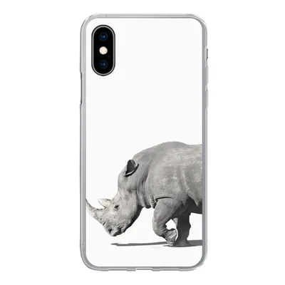 Produktbild von MuchoWow® Handyhülle Schutzhülle Hülle für iPhone X Rhinozeros - Tiere - Weiß Silikon Softcase Handy Hülle - Handyhülle