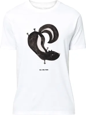 Produktbild von Mr. & Mrs. Panda Größe L T-Shirt Stinktier Handstand - Weiß - Geschenk, Tshirt, Wildtier, Spielplatz, Raubtier, Shirt, Stinker, mit Spruch, Skunk