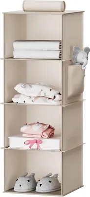 Image de YOUDENOVA Étagère suspendue 4 compartiments Beige Bambou-MDF Organiseur