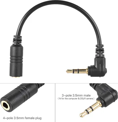 Obrázek produktu pro Mikrofonní adaptér Kabel pro chytrý telefon Mikrofon pro mobilní telefon Mikrofon pro PC Počítač Adaptér pro digitální zrcadlovku