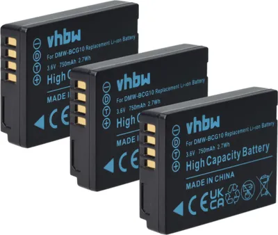 Produktbild von vhbw 3x Akku Ersatz für Panasonic DMW-BCG10, DMW-BCG10E für Kamera (750 mAh, 3,6 V, Li-Ion)