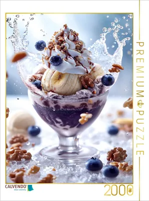 Produktbild von CALVENDO Puzzle Blaubeer-Eis mit Banane und Sahne Walnuss-Topping | 2000 Teile Lege-Größe 90x67cm Foto-Puzzle für glückliche Stunden