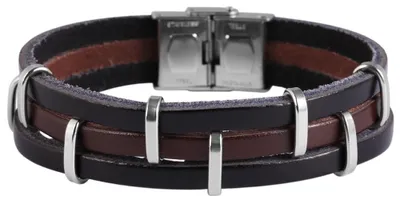 Produktbild von Akzent Echtlederarmband, dreireihig mit Edelstahlelementen