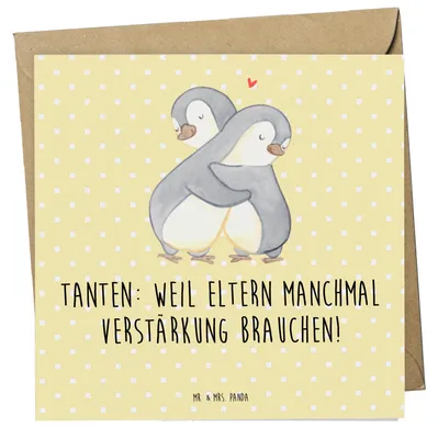 Produktbild von Mr. & Mrs. Panda doppelkarte Liebe Tanten - Gelb Pastell - Geschenk, Glückwunschkarte, persönliche Erinnerungen, anlasskarte, Klappkarte, faltkarte, einzigartige Designs