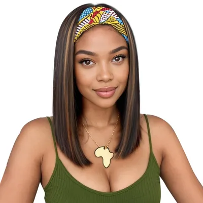 Obrázok produktu pre Čelenka s parukou, dĺžka 40,6 cm, hnedá s blond pramienkami, syntetická