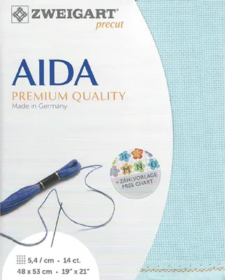 Produktbild von aida Zweigart precut 14 ct. Star Aida 3706 Farbe 5146 aqua blue, Zählrahmen für Kreuzstich 48x53cm