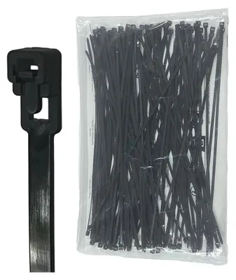 Produktbild von Wiederverwendbare Kabelbinder, robust, für den Außenbereich, 300 mm x 4,8 mm, 100 Stück, Schwarz