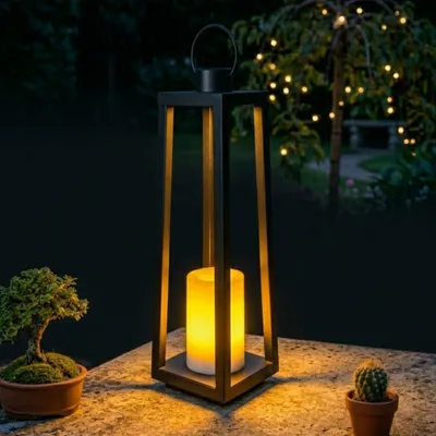 Produktbild von Nordlicht Professional Tucson XXL LED Laterne Schwarz Metall 63cm Flacker-Effekt 1800K