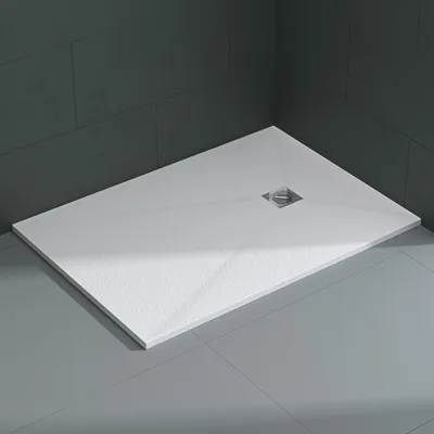 Produktbild von Mai & Mai Duschwanne 100x140x3cm Duschtasse aus Mineralguss Mineralgusswan Weiß Matt Rechteckig DIN-Anschlüsse Geoma09