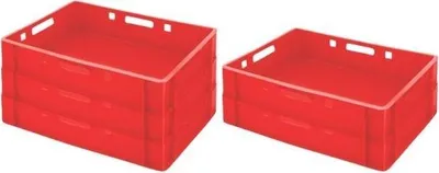 Produktbild von SparSet 5x Eurobehälter Fleischerkasten E1 | HxBxT 12,5x40x60cm | 25 Liter | Rot | Fleischerkiste, Fleischkiste, Metzgerkiste, Fleischbehälter