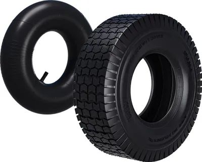 Image de Wiltec Pneu 16x6.50-8 et Chambre à air – Valve droite – 420 x 420 x 130 mm – 4 PR – capacité de charge 300 kg – pour Tondeuse à gazon Tracteur à pelouse Brouette Chariot Diable