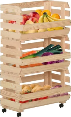 Immagine prodotto di Carrello portaverdure 37x30x80 cm in legno di pino massiccio