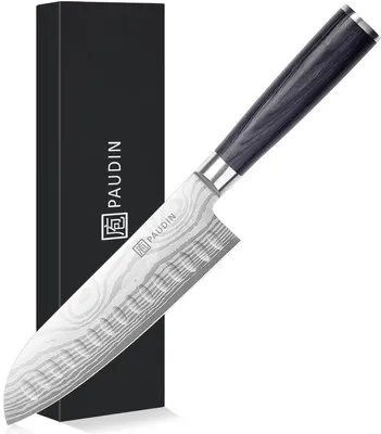 Image de PAUDIN KW3 - Couteau Santoku 17,5 cm - Couteau de type japonais professionnel - Motif Damas