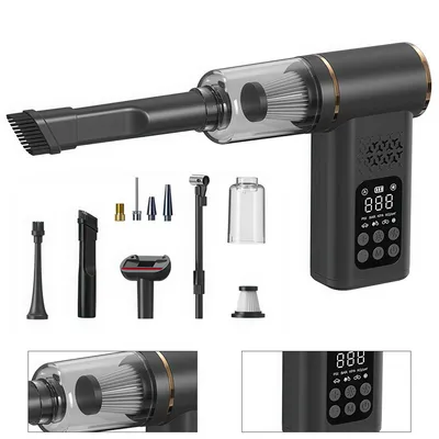 Produktbild von kabelloser Auto-Staubsauger, Handstaubsauger, Reifenpumpe, wiederaufladbar, 5-in-1, LED Licht, Tierhaare, Autozubehör, Outdoor, Camping