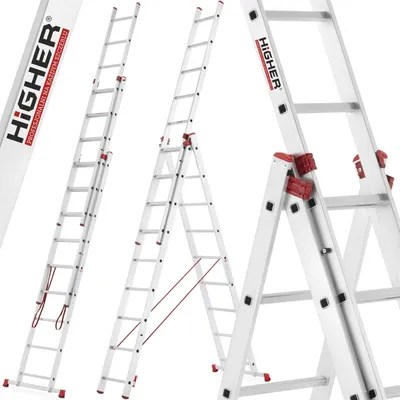 Zdjęcie produktu dla Drabina aluminiowa wielofunkcyjna HIGHER uniwersalna 3x9 PRO 150kg