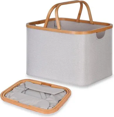 Image de Panier Bamboowasmand beige pour la chambre et la salle de bains