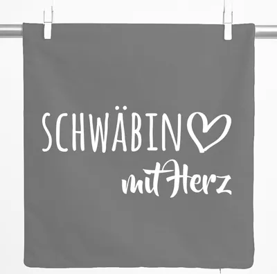 Produktbild von Huuraa Kissenbezug Schwäbin mit Herz 40x40cm Steel Grey Baumwolle Dekokissenbezug Geschenkidee