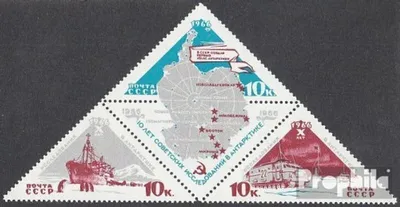 Produktbild von Briefmarken Sowjetunion 1966 Mi 3181-3183 Viererblock (kompl.Ausg.) gestempelt Sowjet. Antarktisforschung