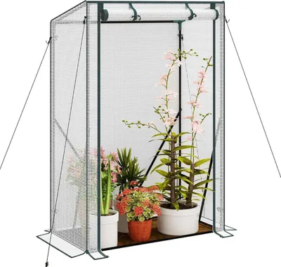 Produktbild von WOLTU Foliengewächshaus Treibhaus PE Gitterplane 50x100x150/132 cm : Weiß Farbe: Weiß