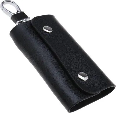 Immagine prodotto di Custodia in pelle leggera con 6 ganci per chiavi e portachiavi – Portachiavi per l'uso quotidiano – Colore nero