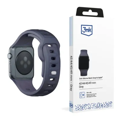 Obrázek produktu pro 3MK 5903108565769, Pásek na hodinky, Apple, Watch series 1/2/3/4/5/6/7/8/9/SE/Ultra, Silikon, Nerezová ocel, Šedá, 42/44/45/49 mm
