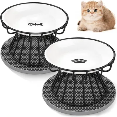 Image de Solidchoice - Ensemble de 2 gamelles surélevées pour chats, avec tapis en silicone