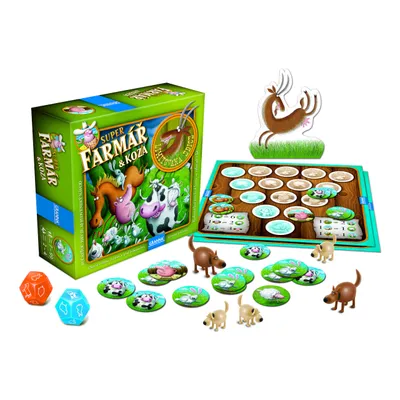 A board game box and its components are displayed on a white background.