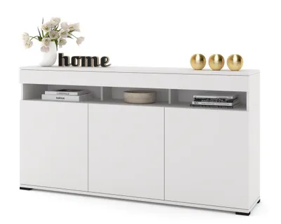 Produktbild von Große Kommode Fernsehschrank LUNA 3D Weiß Matt/Weiß Matt 120cm