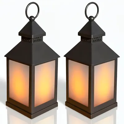 Produktbild von Eaxus 2er Set LED Laterne für Draußen - Windlicht mit Flammeneffekt Kerze - Wohnzimmer & Garten Deko