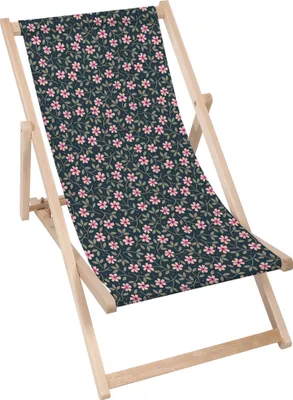 Zdjęcie produktu dla Dreamroots Składany drewniany leżak, drewno bukowe do 130 kg, składany leżak z 3-stopniową regulacją nachylenia oparcia, Romantic Flowers