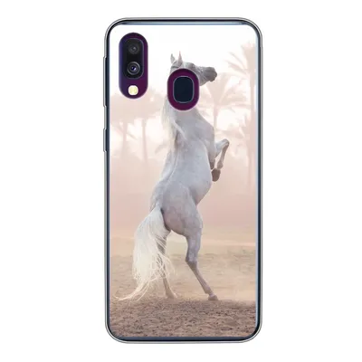 Produktbild von MuchoWow® Handyhülle Schutzhülle Hülle für Samsung Galaxy A40 Pferd - Sand - Palme Silikon Softcase Handy Hülle - Handy-Tasche
