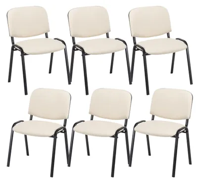 Produktbild von CLP 6er Set Besucherstuhl Ken Kunstleder stapelbar mit einer Sitzhöhe von 44 cm creme