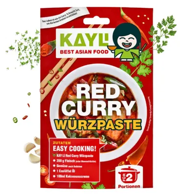 Produktbild von KAY LI Rote Curry Paste 15 x 50g Würzpaste für thailändische Gerichte - Currypaste