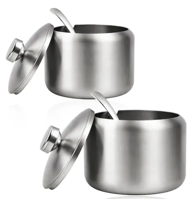 Zuckerbehälter-Set 2er, 430/250 ml, Edelstahl 304, mit Deckel & Löffel