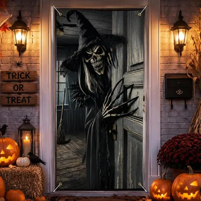 Productafbeelding van Halloween deurbanner 180 x 90 cm, griezelige Halloween deurdecoratie