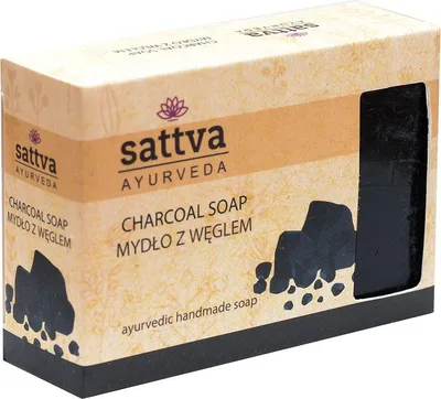 Produktbild von Körperseife in Stückform mit Aktivkohle 125 g – SATTVA (AYURVEDA)