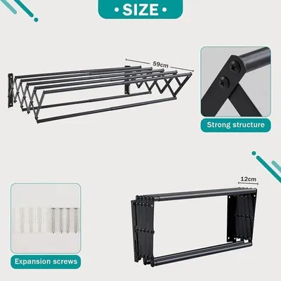 Produktbild von Famanu Wäscheablage Wandmontage - Zusammenklappbar, Schwarz, L